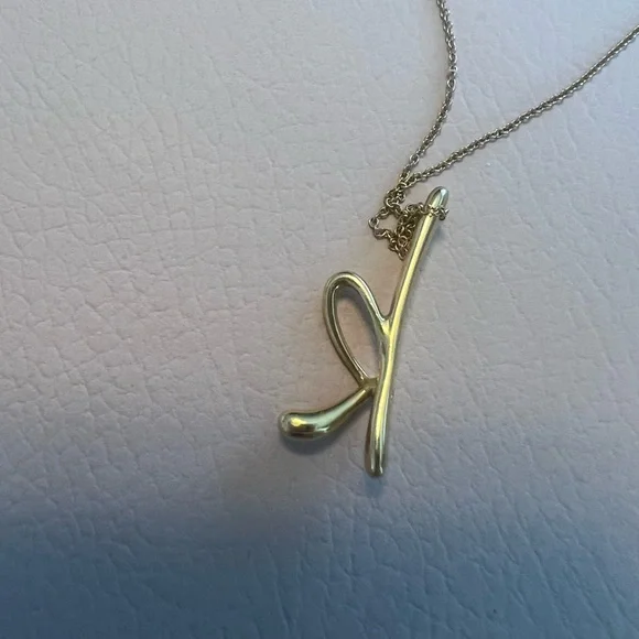 Tiffany & Co. Elsa Peretti Yellow Gold 'K' Necklace - Picture 2 of 7